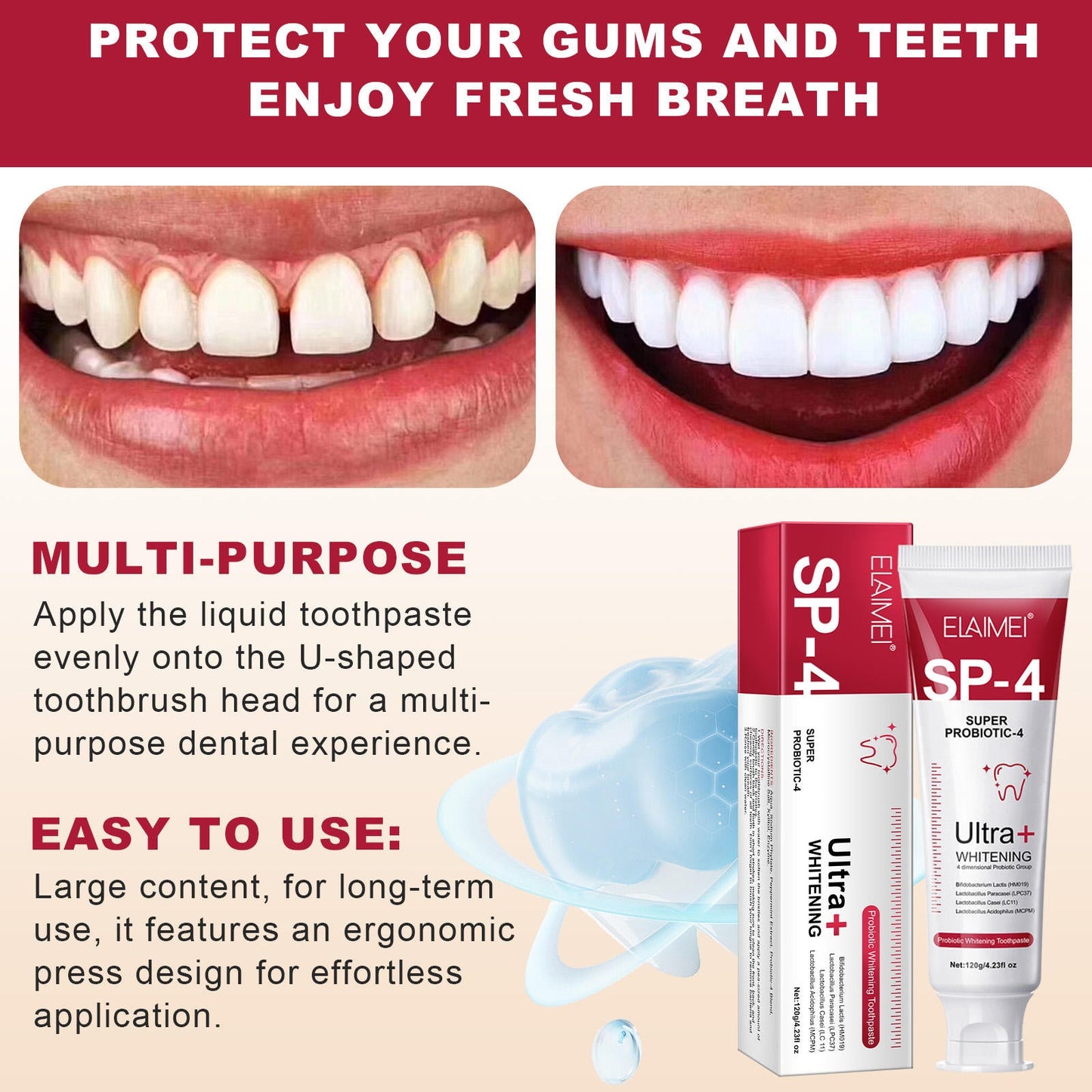 SP 4 Probiotic Whitening Toothpaste - Bright & Healthy Smile