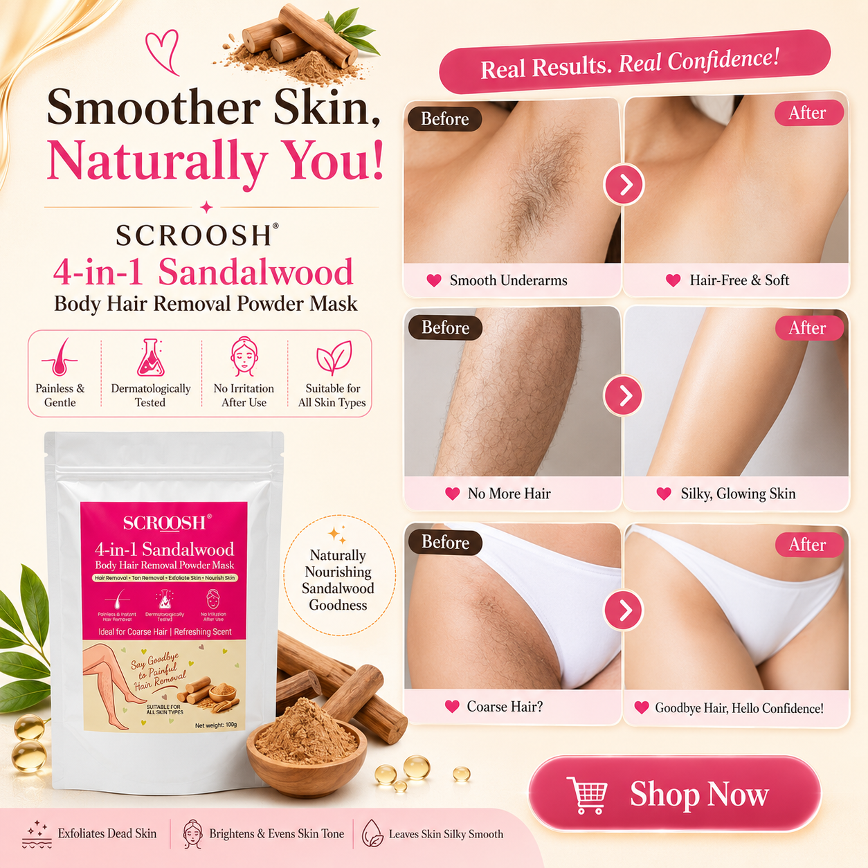 🚫🪒 4-in-1 Bikini Hair Removal Wax Powder Mask ✨🌸